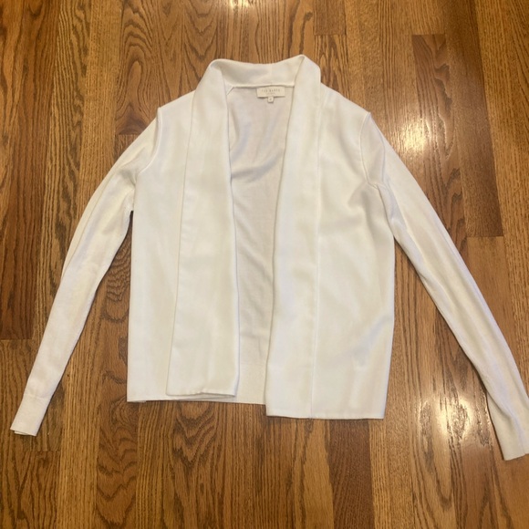 Ted Baker | London Mixed-Media Open-Front Cardigan Size 0 White - Picture 3 of 7